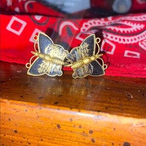 Black and Gold Butterfly Earrings